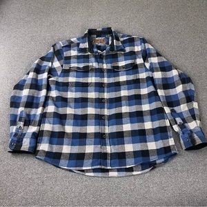 Orvis Flannel Shirt Jacket Shacket Heavyweight Blue Gray Long Sleeve Men’s Sz L